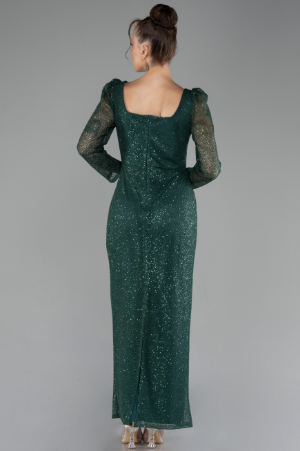 Robe de Soirée Grande Taille Midi Squameuse Émeraude ABK2138