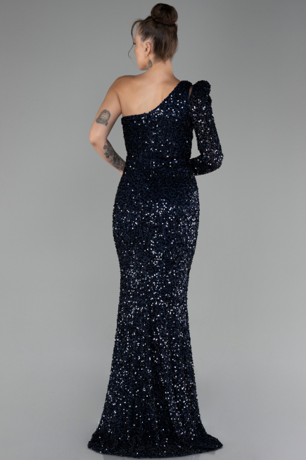 Robe de Soirée Longue Bleu Marine ABU4302