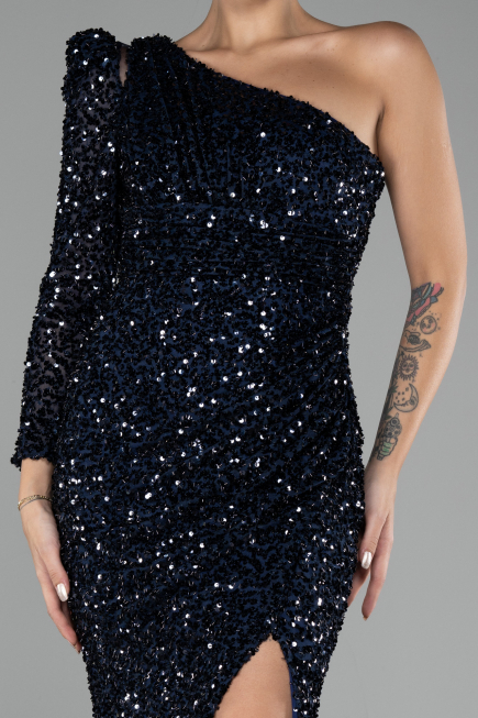 Robe de Soirée Longue Bleu Marine ABU4302
