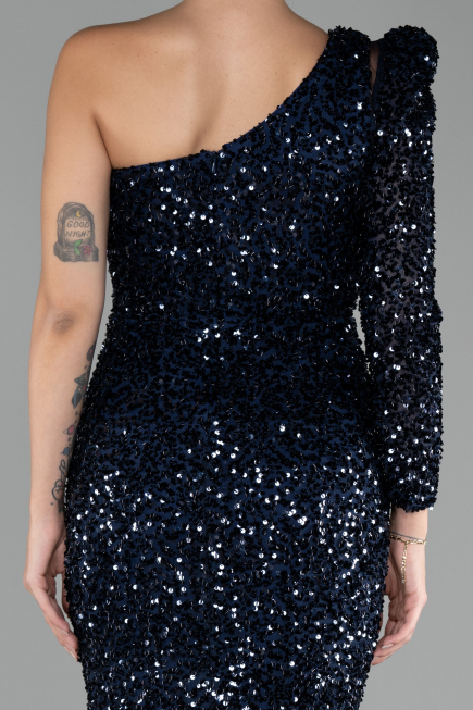 Robe de Soirée Longue Bleu Marine ABU4302
