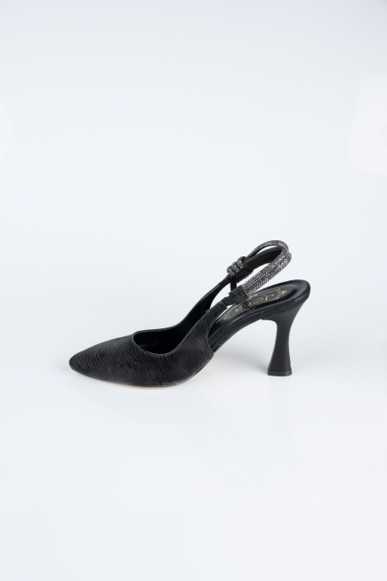 Stiletto Coupe Au Laser Noir MJ4102