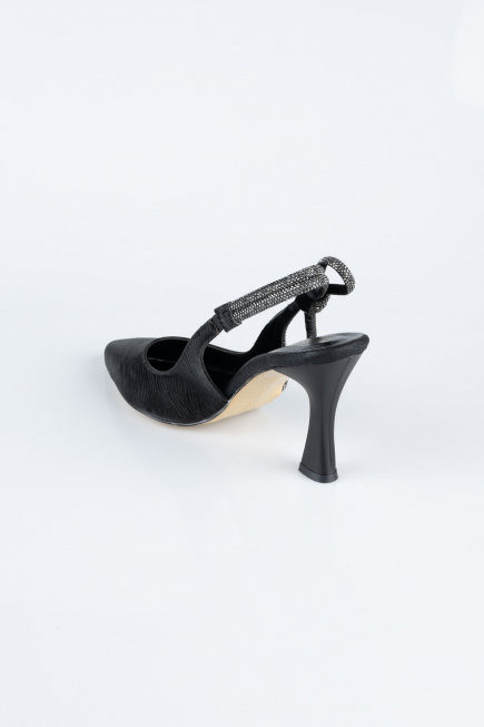 Stiletto Coupe Au Laser Noir MJ4102
