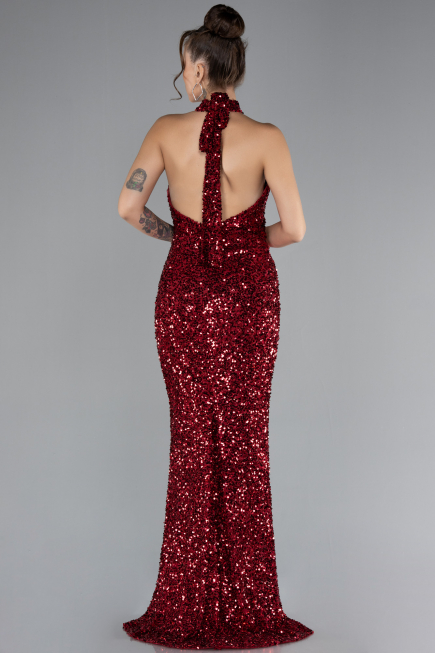 Robe Queue de Poisson Longue Squameuse Rouge Bordeaux ABU4306