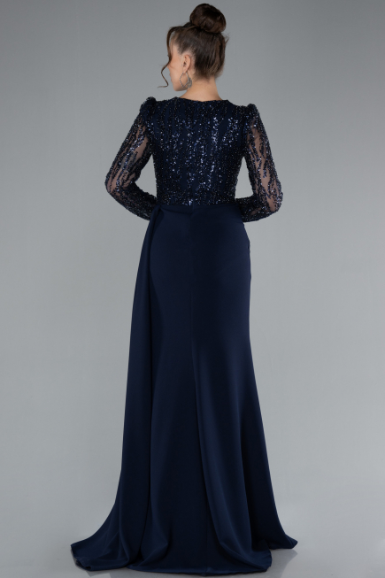 Robe de Soirée Longue Bleu Marine ABU4310