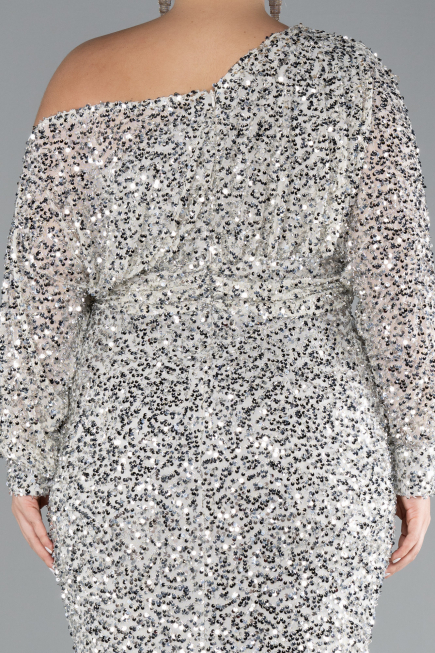 Robe De Fiançailles Grande Taille Longue Squameuse Beige ABU4313