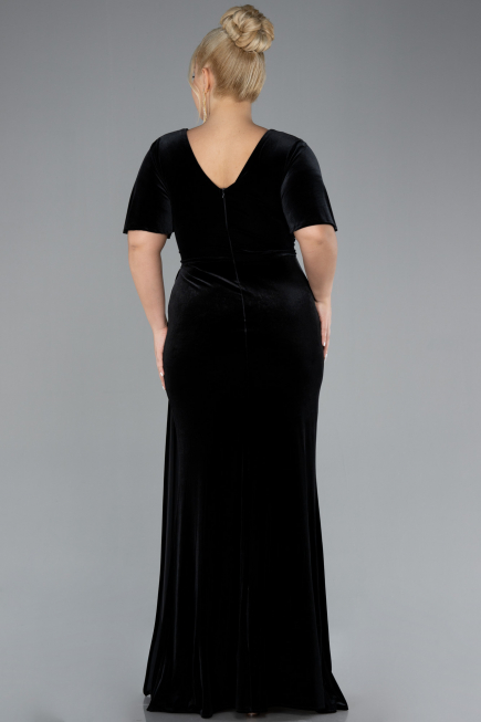 Robes De Soirée Grande Taille Longue Velours Noir ABU4317