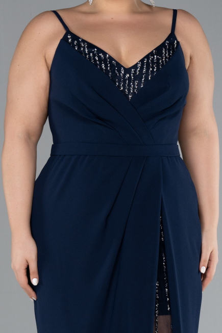 Robe Grande Taille Longue Bleu Marine ABU4300