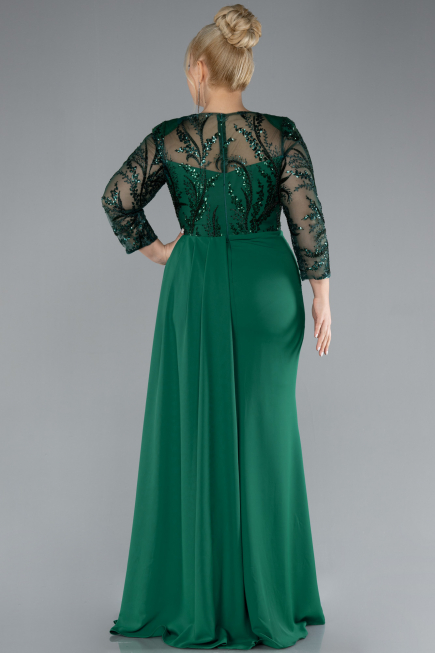Robe de Soirée Grande Taille Longue Mousseline Émeraude ABU4294