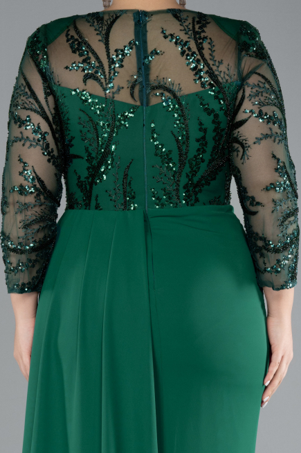 Robe de Soirée Grande Taille Longue Mousseline Émeraude ABU4294