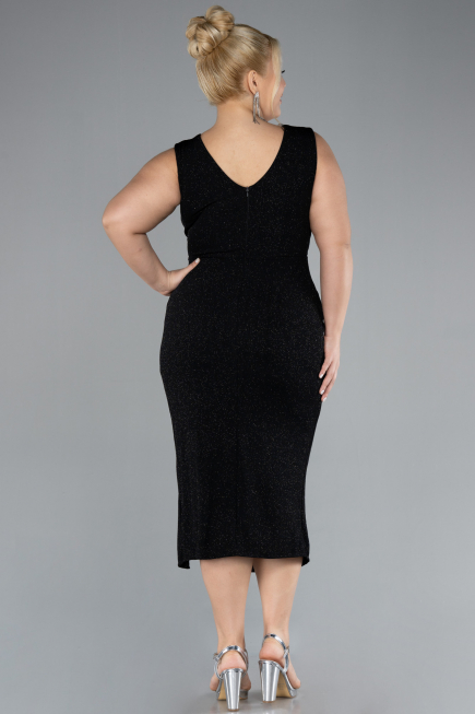 Robe de Soirée Grande Taille Midi Noir ABK1492