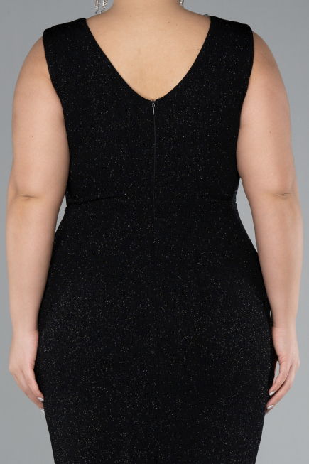 Robe de Soirée Grande Taille Midi Noir ABK1492
