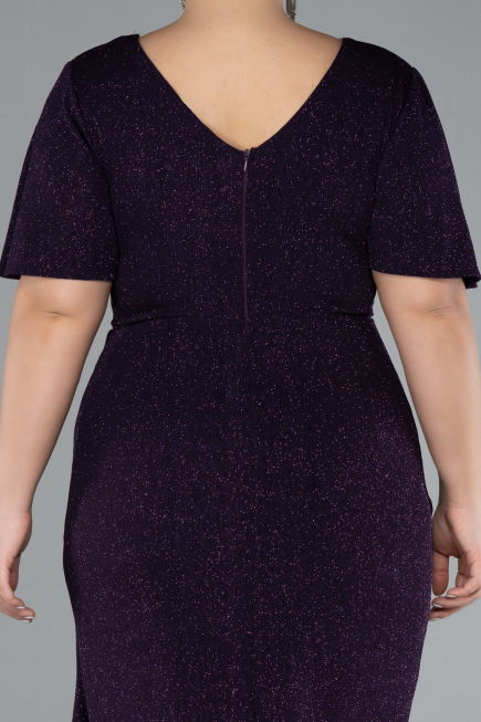 Robe De Invitation Grande Taille Midi Violet Foncé ABK2146