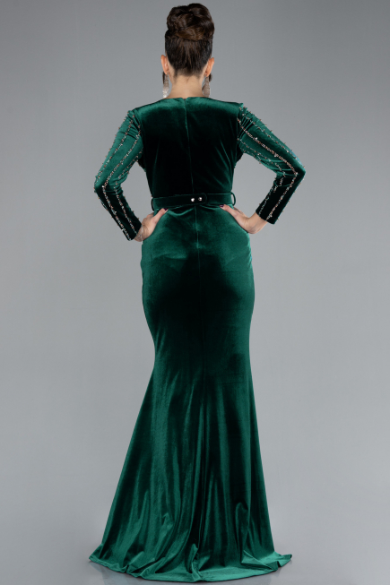 Robe De Soirée Velours Longue Émeraude ABU4282