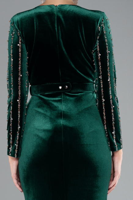 Robe De Soirée Velours Longue Émeraude ABU4282