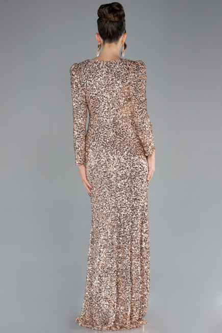 Robe de Soirée Longue Squameuse Or ABU4329