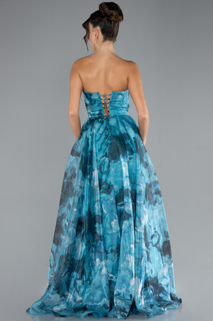 Robe de Soirée Longue Vert Pétrole ABU4336