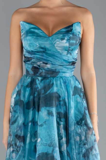 Robe de Soirée Longue Vert Pétrole ABU4336