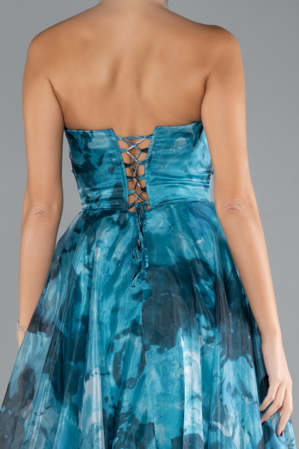 Robe de Soirée Longue Vert Pétrole ABU4336