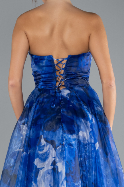 Robe de Soirée Longue Bleu Saxe ABU4336