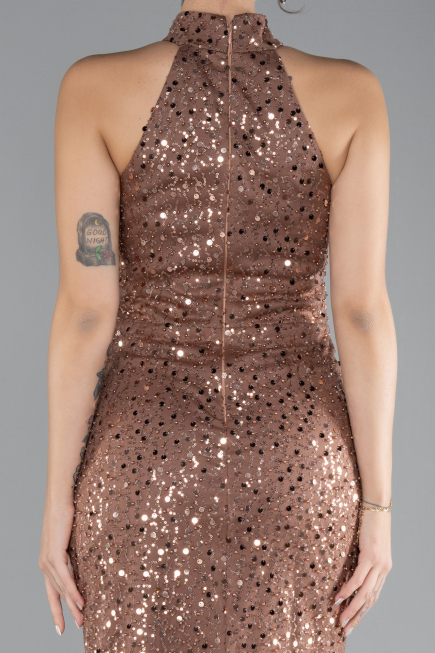 Robe de Soirée Longue Squameuse Cuivre ABU4376