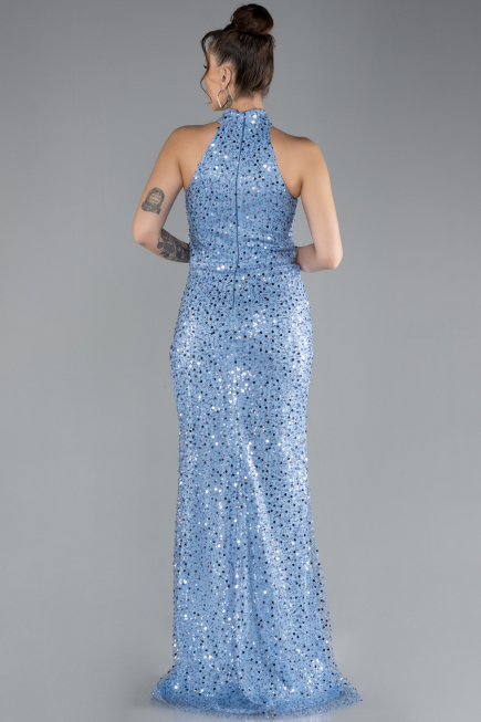 Robe de Soirée Longue Squameuse Indigo ABU4376