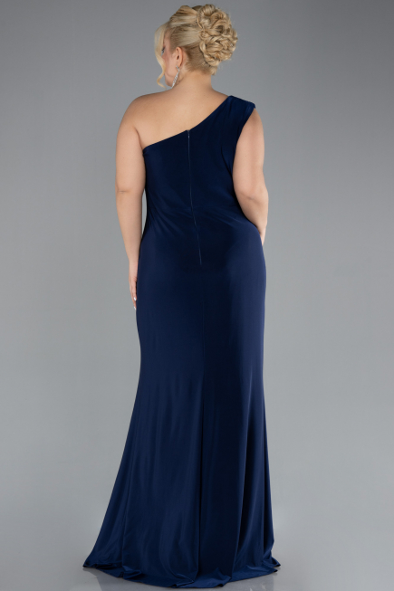 Robe De Fiançailles Grande Taille Longue Bleu Marine ABU4148