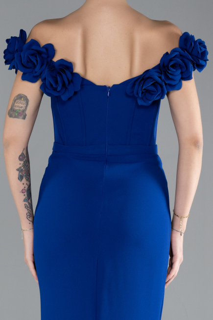 Robe de Soirée Longue Bleu Saxe ABU4387