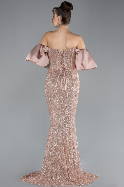 Robe Queue De Poisson Longue Cuivre ABU4308
