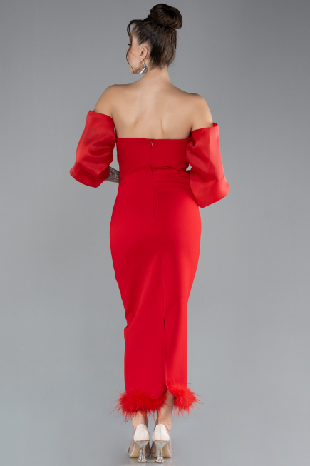 Robe De Cérémonie Midi Rouge ABK1796