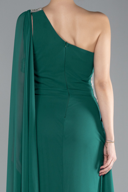 Robe Grande Taille Longue Mousseline Émeraude ABU4407