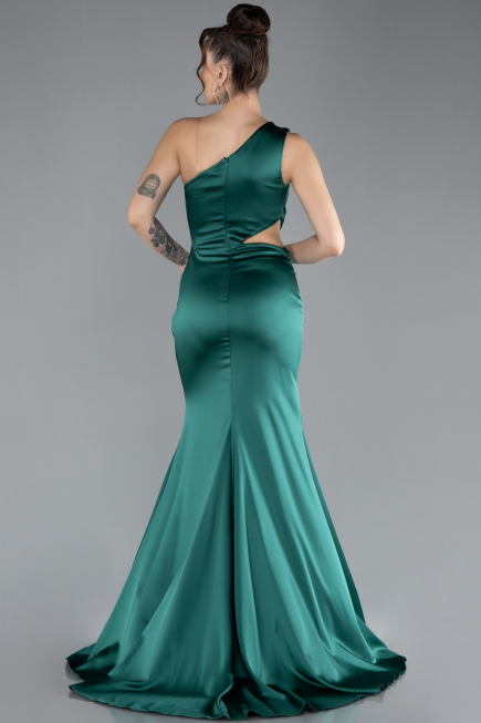 Robe de Soirée Longue Satin Émeraude ABU4409