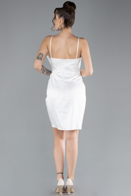 Robe de Cérémonie Mini Satin Blanc ABK2174