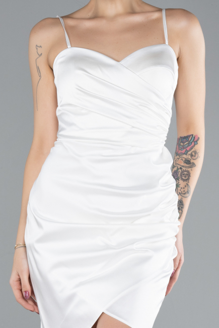 Robe de Cérémonie Mini Satin Blanc ABK2174