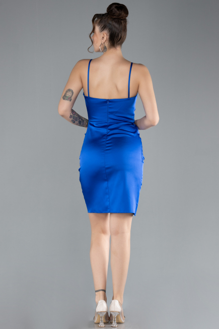 Robe de Cérémonie Mini Satin Bleu Saxe ABK2174