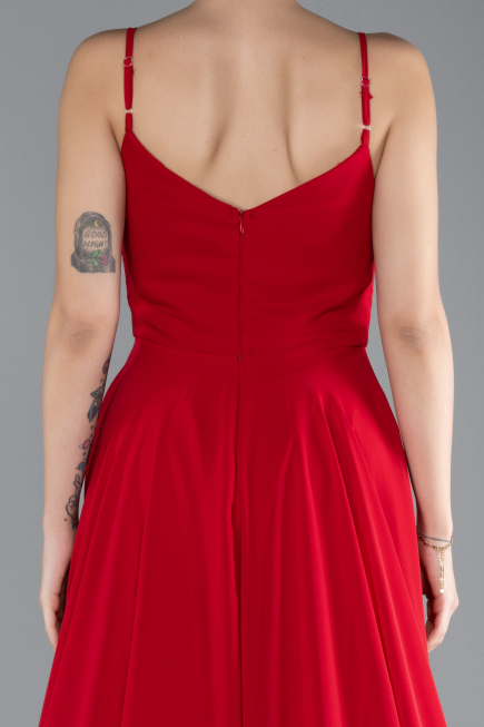 Robe de Soirée Longue Mousseline Rouge ABU4412