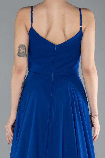 Robe de Soirée Longue Mousseline Bleu Saxe ABU4412