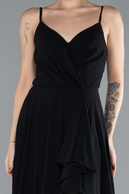 Robe de Soirée Longue Mousseline Noir ABU4412