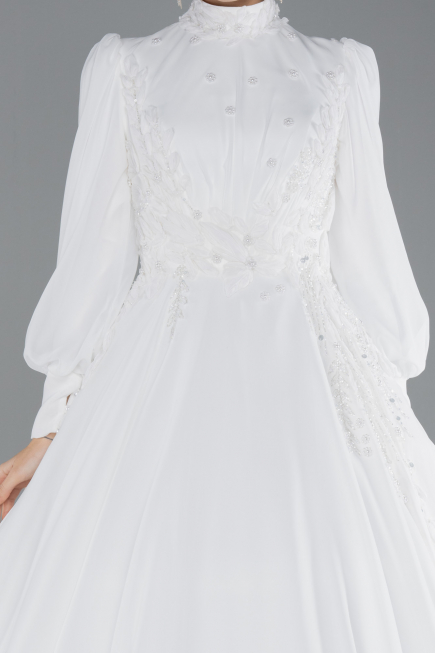 Robe de Mariée Grande Taillev Longue Mousseline Blanc ABU4452
