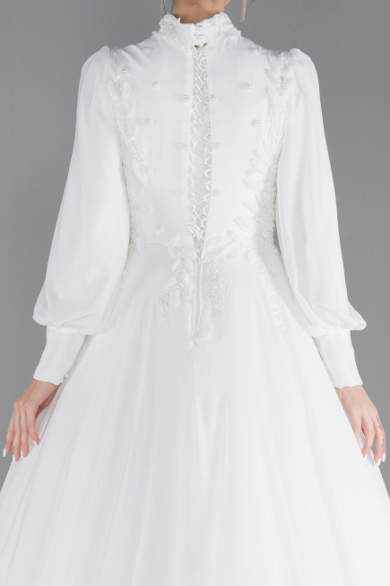 Robe de Mariée Grande Taillev Longue Mousseline Blanc ABU4452