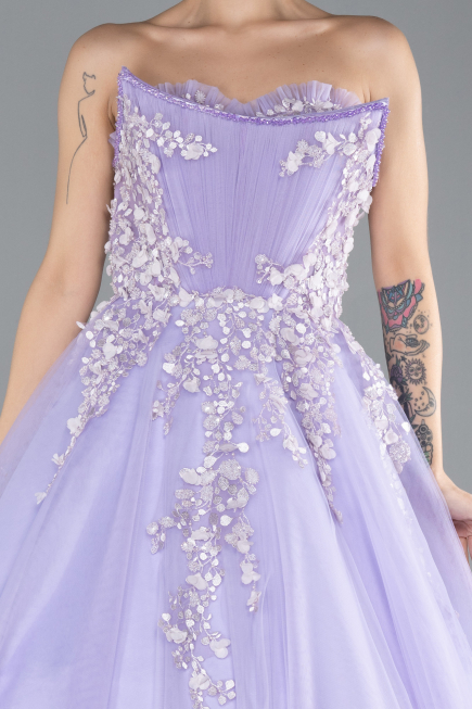 Robe De Fiançailles Grande Taille Longue Lilas ABU4453