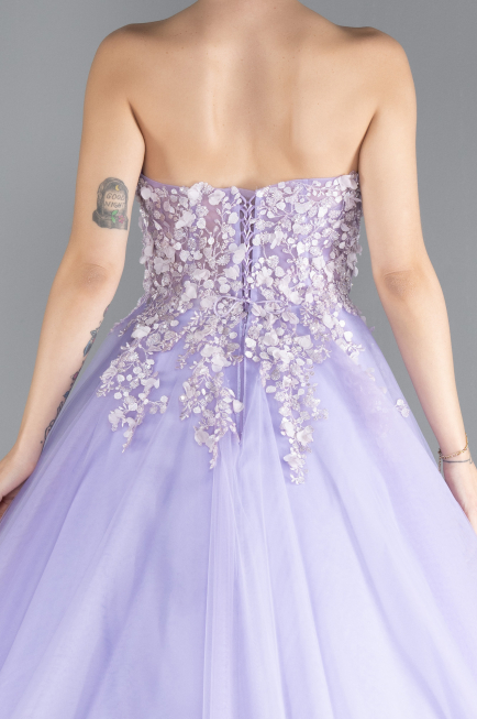 Robe De Fiançailles Grande Taille Longue Lilas ABU4453