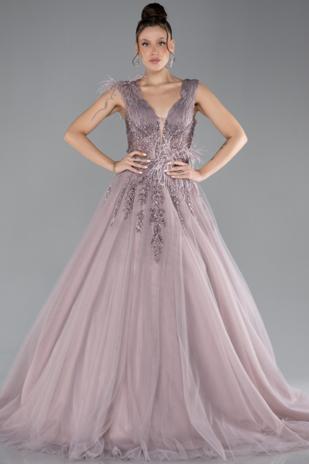 Robe Haute Couture Longue Couleur Rose ABU4433