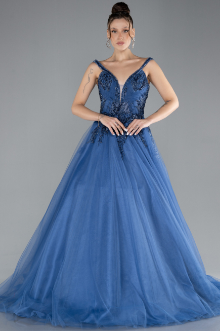 Robe de Fiançailles Design Personnalisé Longue Indigo ABU4435