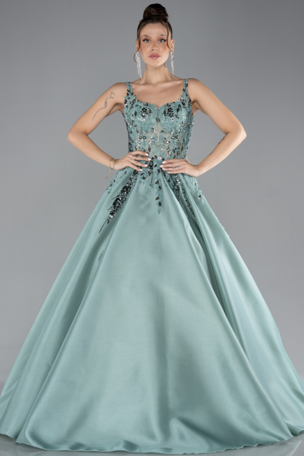 Robe De Soirée De Créateur Longue Menthe ABU4447