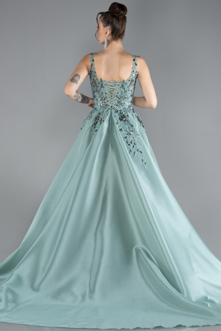 Robe De Soirée De Créateur Longue Menthe ABU4447