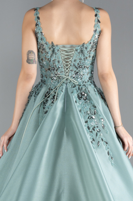 Robe De Soirée De Créateur Longue Menthe ABU4447