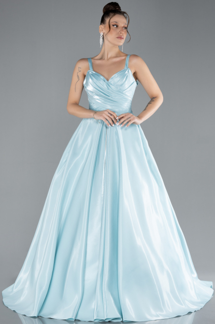 Robe De Soirée De Créateur Longue Satin Menthe ABU4448