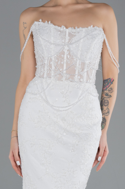 Robes de Mariage Longue Dantelle Blanc ABU4479