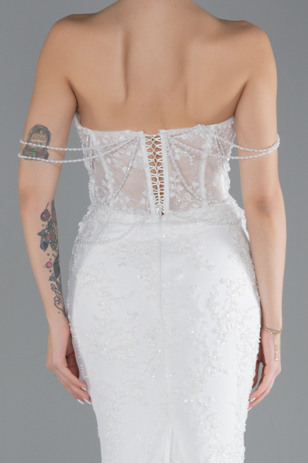 Robes de Mariage Longue Dantelle Blanc ABU4479
