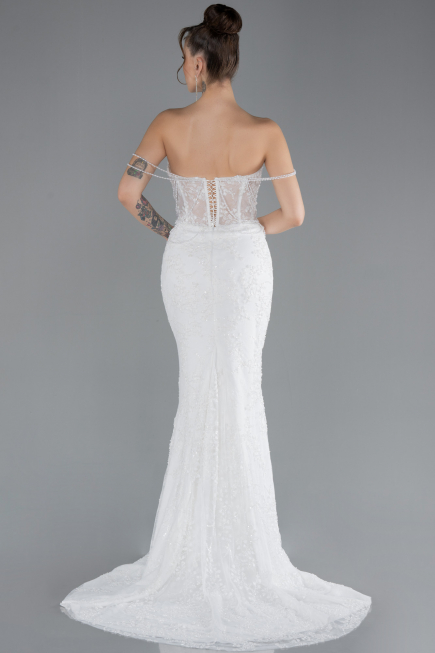 Robes de Mariage Longue Dantelle Blanc ABU4479